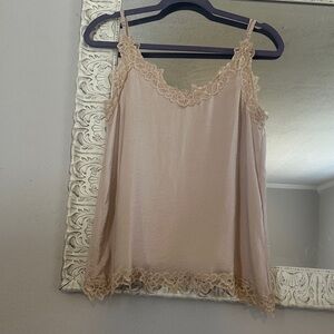 Entro Lace Trim Beige Cami Top